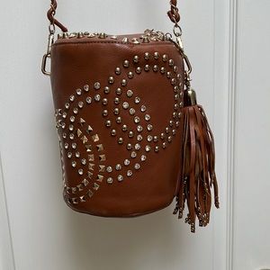 Vegan leather jeweled bucket bag from Paris